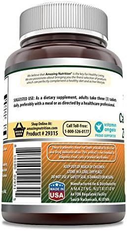 Amazing Formulas Calcium Magnesium Zinc D3 - 300 Tablets Per Bottle Supplement (Calcium 1000mg - Magnesium 400mg - Zinc 25mg Plus Vitamin D3 600 IU - Per Serving of 3 Tablets) - Image 3