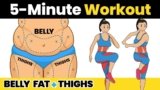 5 Minute BELLY FAT & THIGHS Workout to Lose Weight at Home Fast – Standing Exercise for Flat Stomach